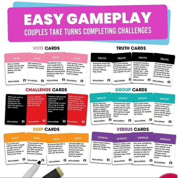 Couples Battle by Do Or Drink Party Card Game, Adult games- NIB - Picture 4 of 7